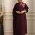 women pure cotton embroidery maroon kurta with pant and dupatta