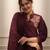women pure cotton embroidery maroon kurta with pant and dupatta