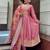 women silk embroidery pink kurta with pant and dupatta