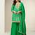 Green digital print embroidered chinon silk palazzo suit