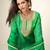 Green digital print embroidered chinon silk palazzo suit