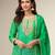 Green digital print embroidered chinon silk palazzo suit