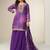 Purple digital print & embroidered chinon silk palazzo suit