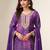 Purple digital print & embroidered chinon silk palazzo suit