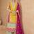 Yellow embroidered chinon silk palazzo suit
