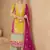 Yellow embroidered chinon silk palazzo suit