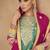 Sea green embroidered chinon silk palazzo suit