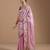 ethnic motifs embroidered georgette saree in pink