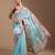 ethnic motifs embroidered georgette saree in sky