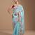 ethnic motifs embroidered georgette saree in sky