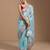 ethnic motifs embroidered georgette saree in sky