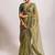 ethnic motifs embroidered georgette saree in green