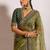 ethnic motifs embroidered georgette saree in green