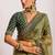 ethnic motifs embroidered georgette saree in green