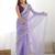ethnic motifs embroidered georgette saree in lavender