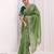 ethnic motifs embroidered georgette saree in green