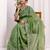 ethnic motifs embroidered georgette saree in green