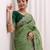 ethnic motifs embroidered georgette saree in green