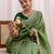 ethnic motifs embroidered georgette saree in green
