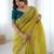 ethnic motifs embroidered georgette saree in yellow