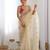ethnic motifs embroidered georgette saree in offwhite