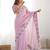 ethnic motifs embroidered georgette saree in pink