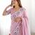 ethnic motifs embroidered georgette saree in pink