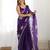 ethnic motifs embroidered georgette saree in purple