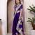 ethnic motifs embroidered georgette saree in blue