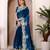 ethnic motifs embroidered georgette saree in teal