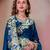 ethnic motifs embroidered georgette saree in teal