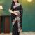 ethnic motifs embroidered georgette saree in black