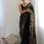 ethnic motifs embroidered georgette saree in black