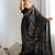 ethnic motifs embroidered georgette saree in black