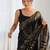 ethnic motifs embroidered georgette saree in black