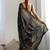 ethnic motifs embroidered georgette saree in black