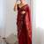 ethnic motifs embroidered georgette saree in red