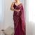 ethnic motifs embroidered georgette saree in wine