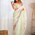 ethnic motifs embroidered georgette saree in green
