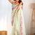 ethnic motifs embroidered georgette saree in green