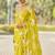 ethnic motifs embroidered georgette saree in yellow