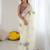 ethnic motifs embroidered georgette saree in white