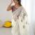ethnic motifs embroidered georgette saree in white