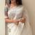 ethnic motifs embroidered georgette saree in white
