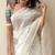 ethnic motifs embroidered georgette saree in white
