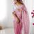 ethnic motifs embroidered georgette saree in pink