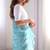 ethnic motifs embroidered georgette saree in sky