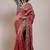 ethnic motifs embroidered georgette saree in red