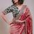 ethnic motifs embroidered georgette saree in red