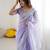 ethnic motifs embroidered georgette saree in lavender